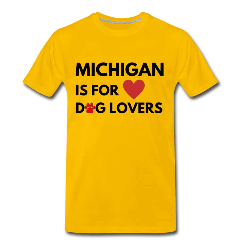 Michigan is for dog lovers" Men's Premium T-Shirt - sun yellow