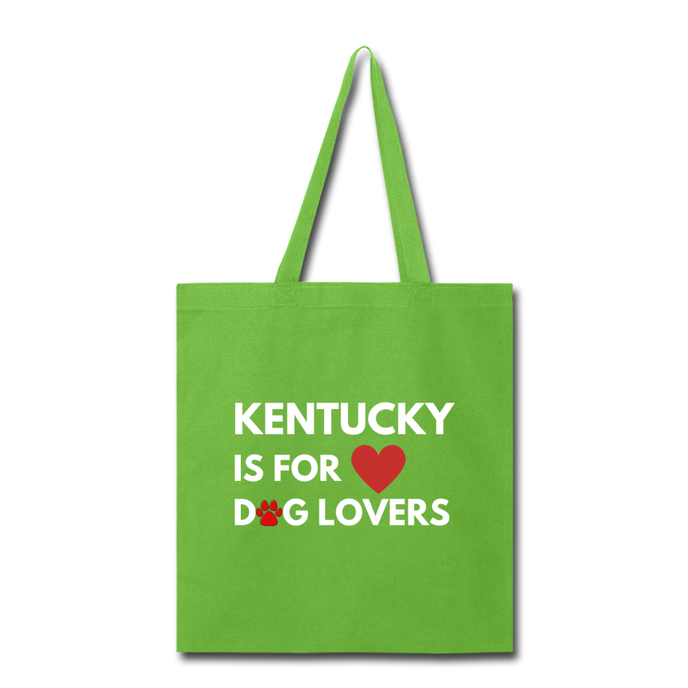 "Kentucky is for dog lovers" Tote Bag - lime green