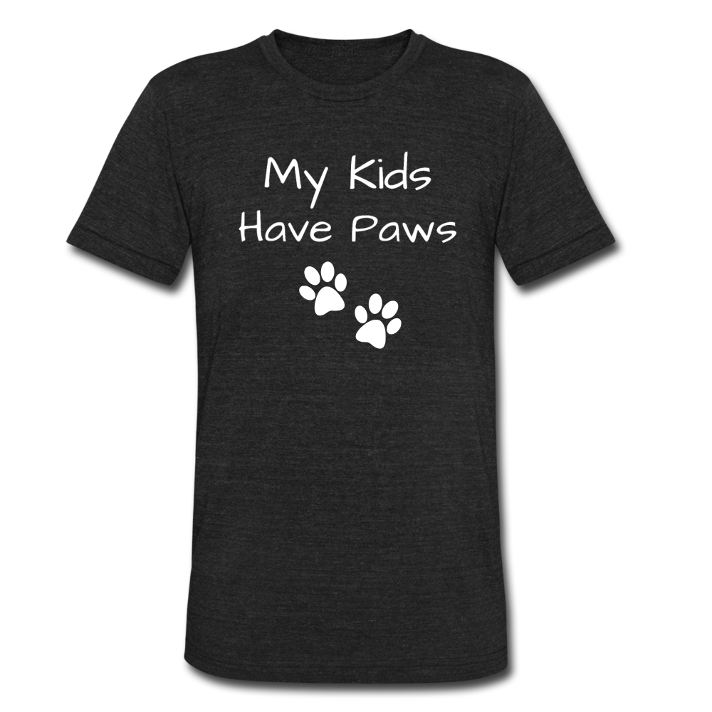 "My Kids Have Paws" Unisex Tri-Blend T-Shirt - heather black