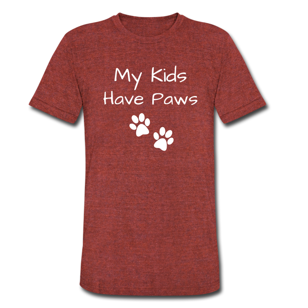 "My Kids Have Paws" Unisex Tri-Blend T-Shirt - heather cranberry