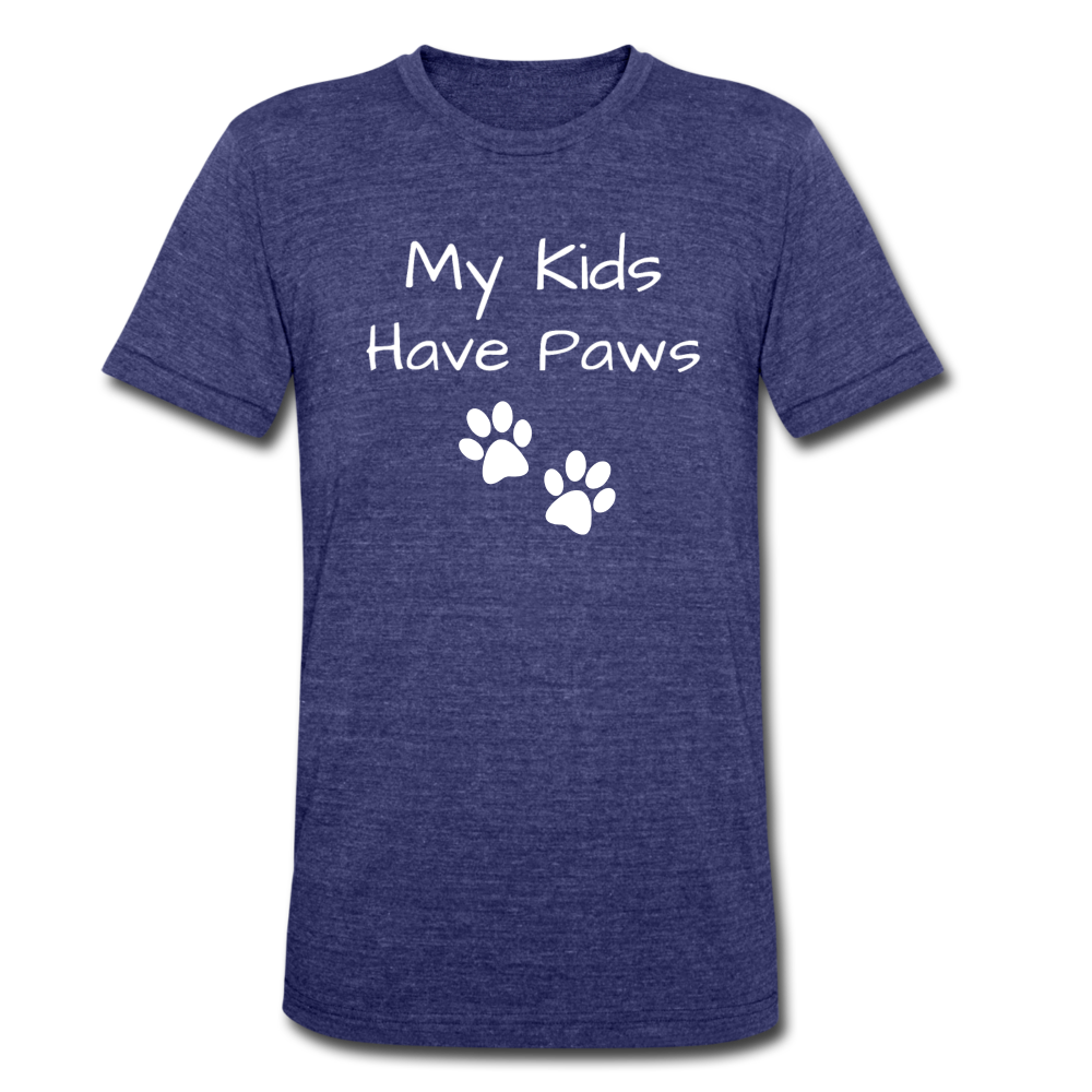"My Kids Have Paws" Unisex Tri-Blend T-Shirt - heather indigo