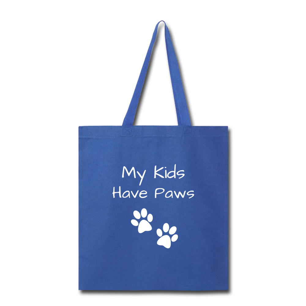 "My Kids Have Paws" Tote - royal blue
