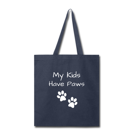 "My Kids Have Paws" Tote - navy