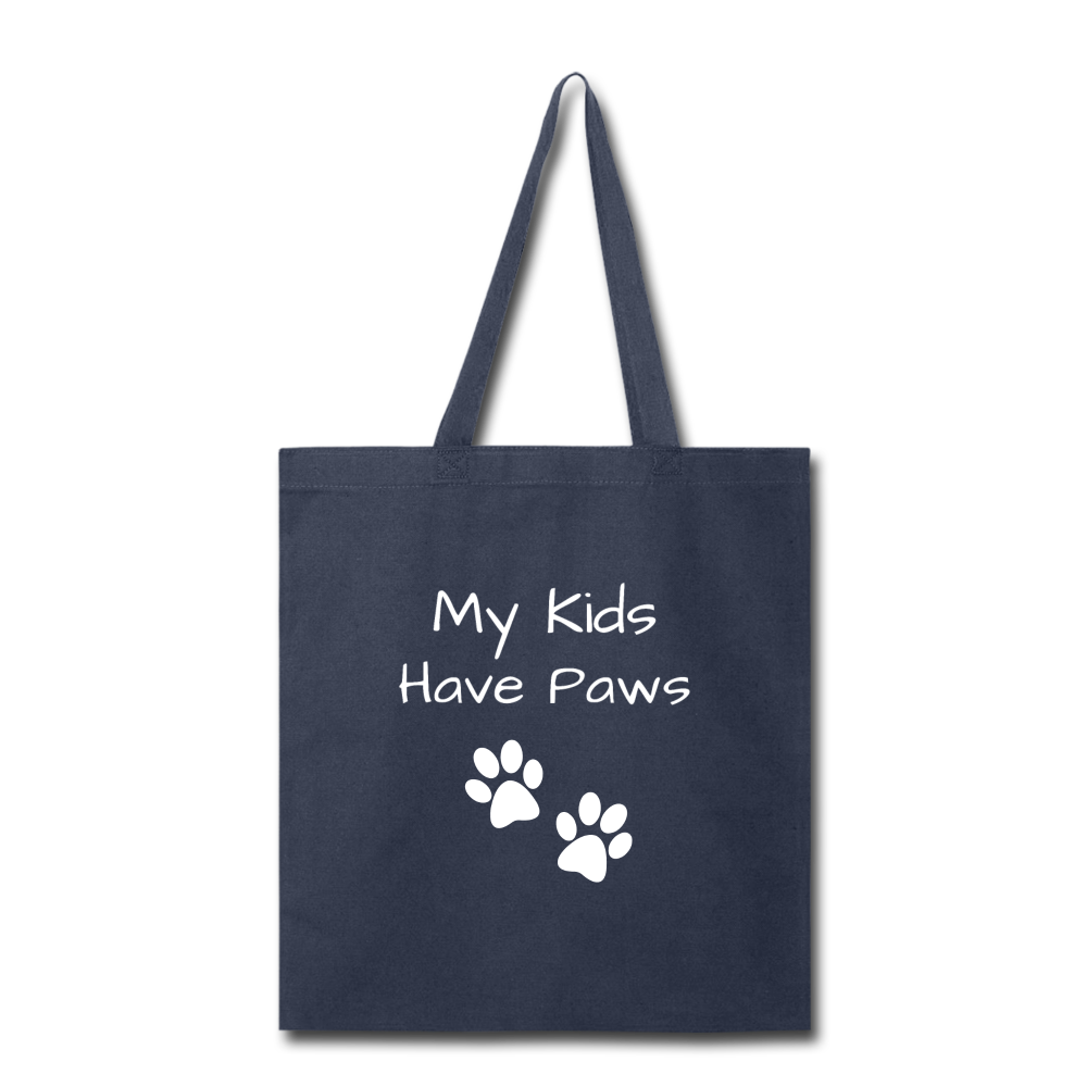 "My Kids Have Paws" Tote - navy