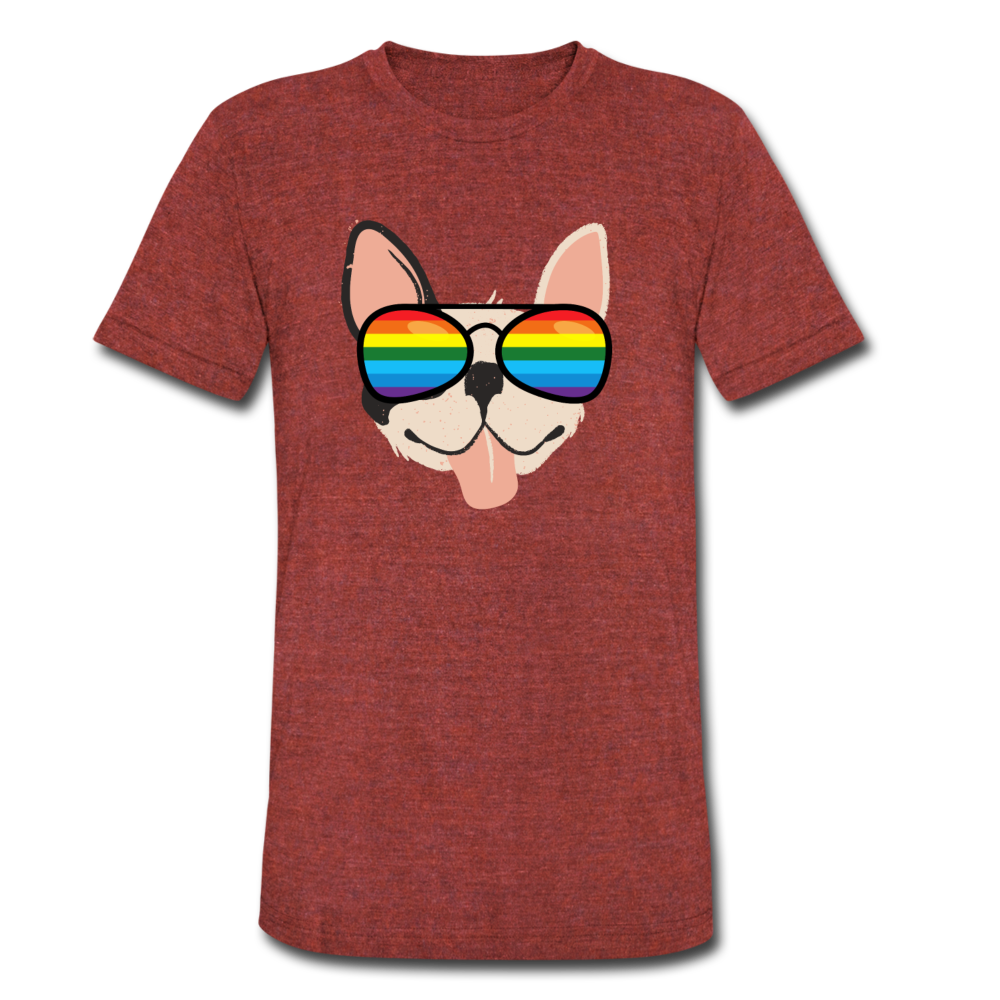 "Barking for Pride" Tri-Blend T-Shirt - heather cranberry