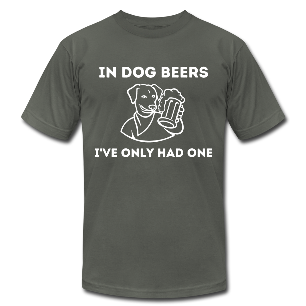 "Dog Beers" Unisex Jersey T-Shirt - asphalt