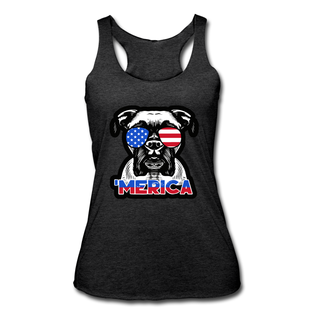 "'Merica Boxer" Women’s Tri-Blend Racerback Tank - heather black