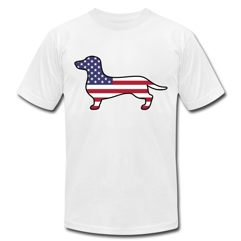 "Patriotic Dachshund" Unisex Jersey T-Shirt - white