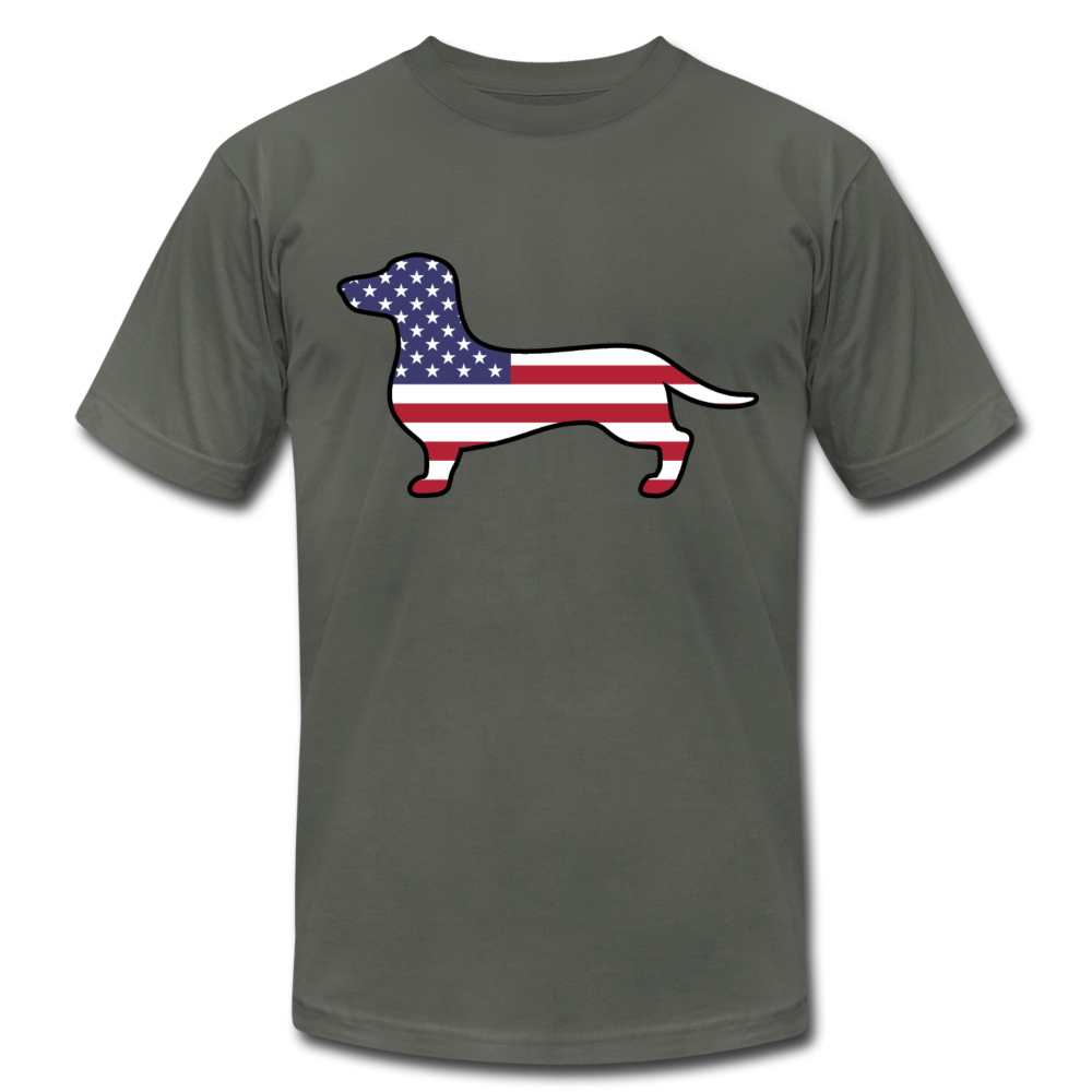 "Patriotic Dachshund" Unisex Jersey T-Shirt - asphalt