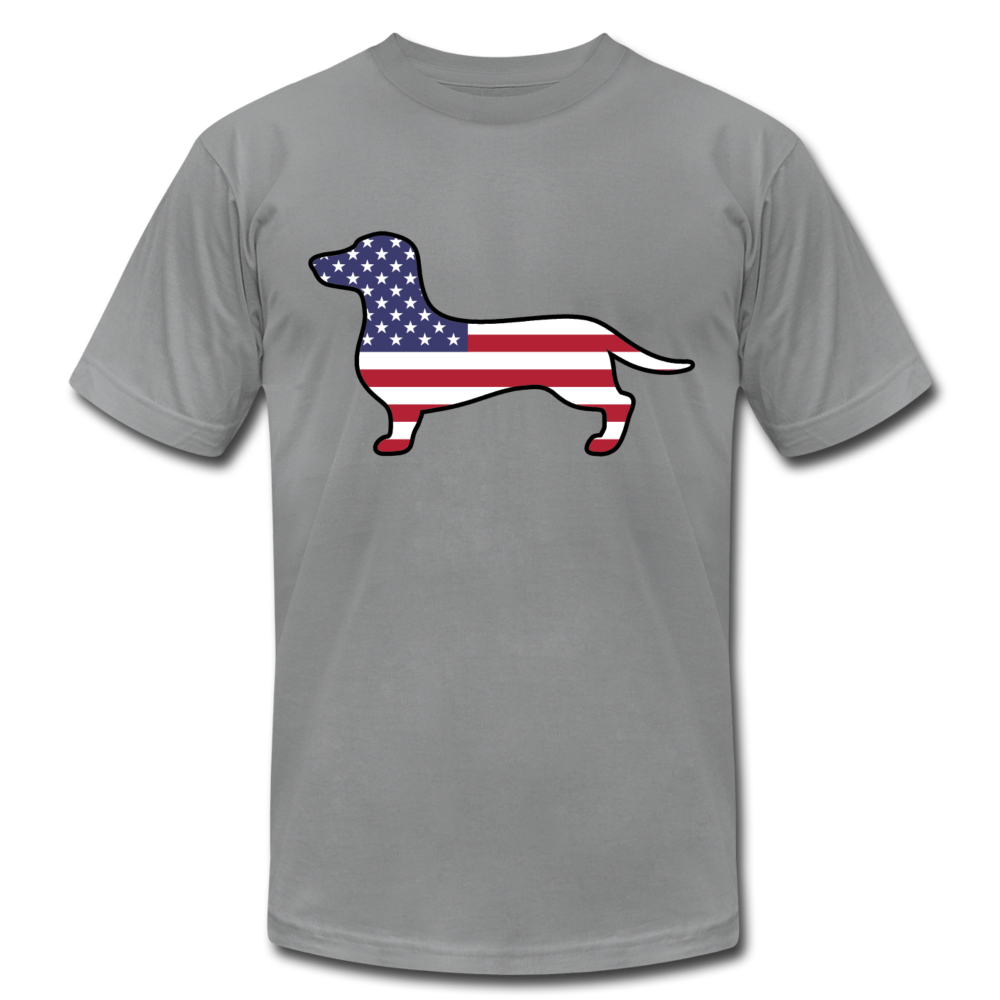 "Patriotic Dachshund" Unisex Jersey T-Shirt - slate