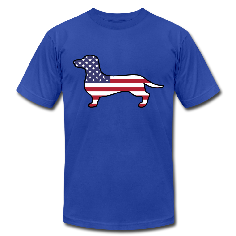 "Patriotic Dachshund" Unisex Jersey T-Shirt - royal blue