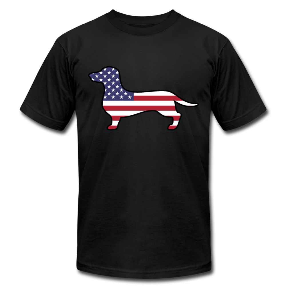 "Patriotic Dachshund" Unisex Jersey T-Shirt - black