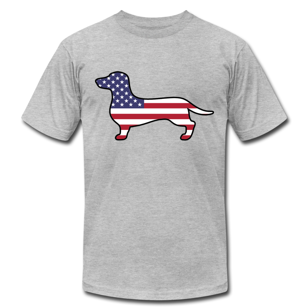 "Patriotic Dachshund" Unisex Jersey T-Shirt - heather gray
