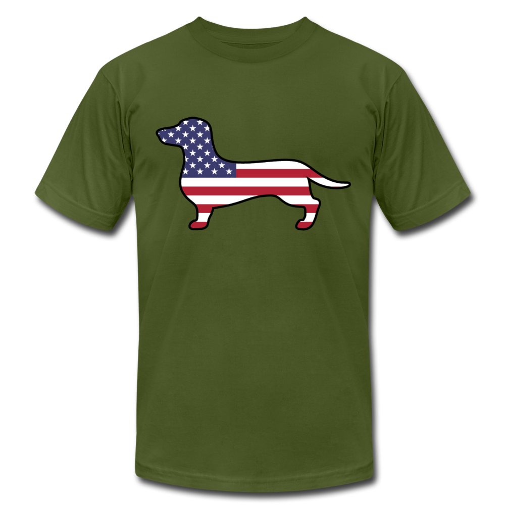 "Patriotic Dachshund" Unisex Jersey T-Shirt - olive