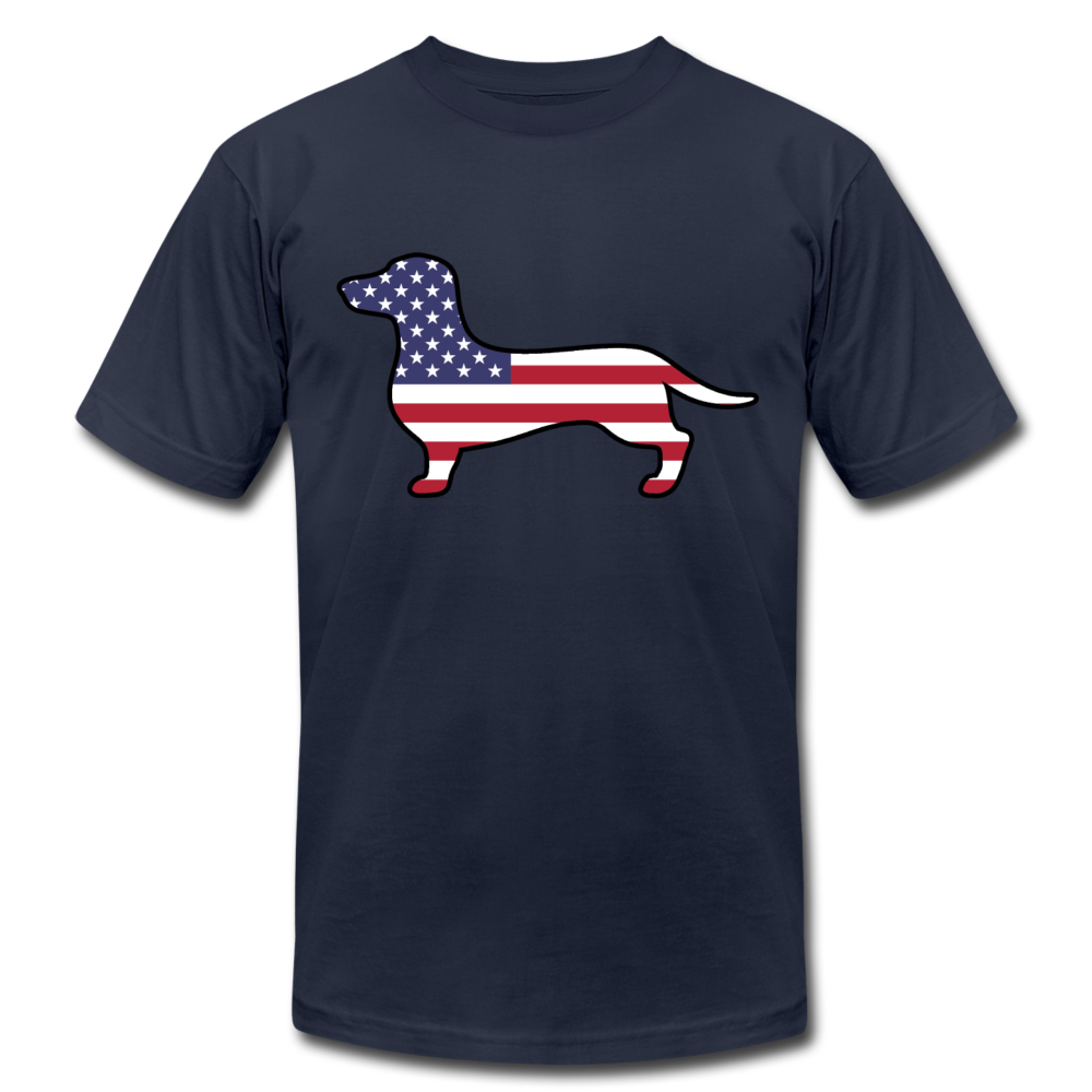 "Patriotic Dachshund" Unisex Jersey T-Shirt - navy