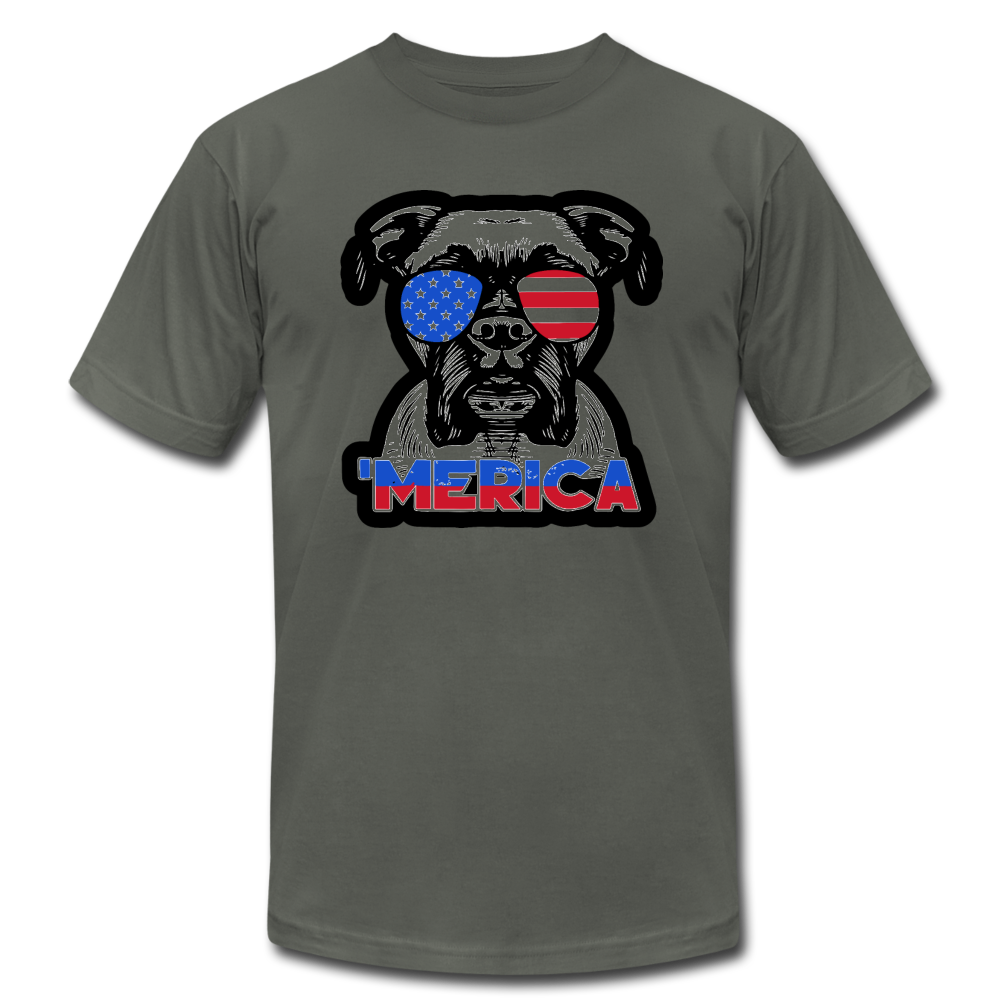 "'Merica Boxer" Unisex Jersey T-Shirt - asphalt