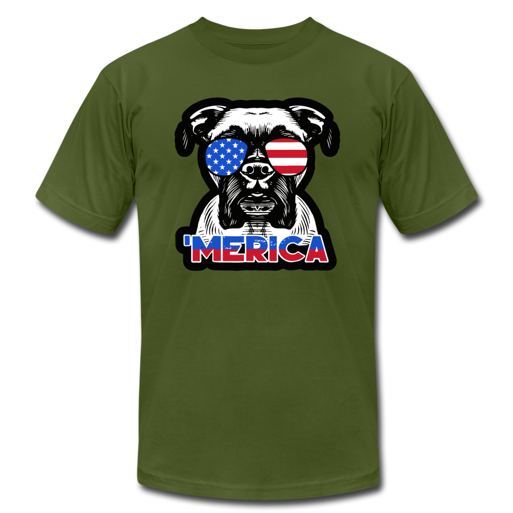 "'Merica Boxer" Unisex Jersey T-Shirt - olive