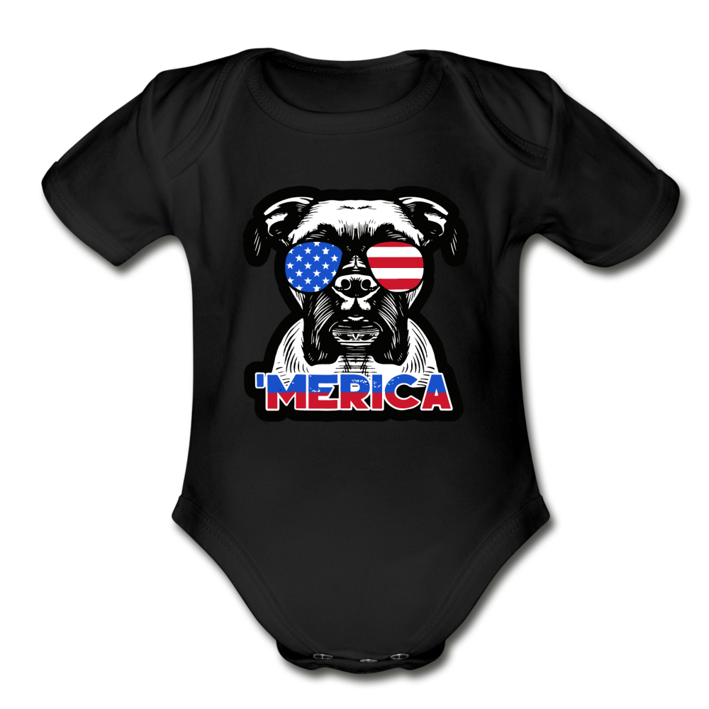 "'Merica" Organic Short Sleeve Baby Bodysuit - black