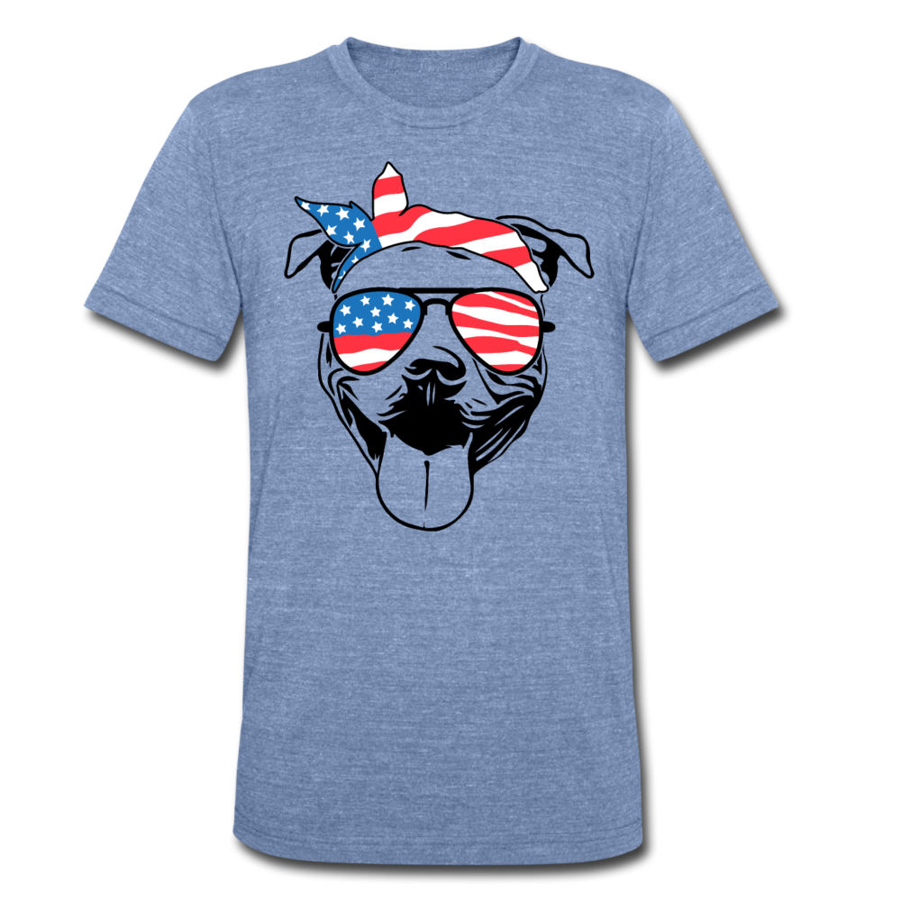 "USA Pit Bull" Unisex Tri-Blend T-Shirt - heather Blue