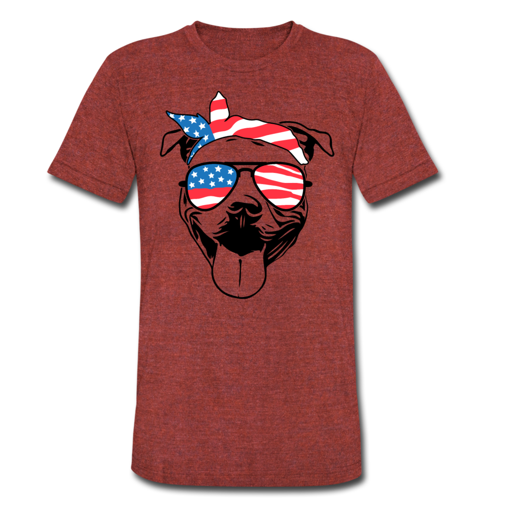 "USA Pit Bull" Unisex Tri-Blend T-Shirt - heather cranberry