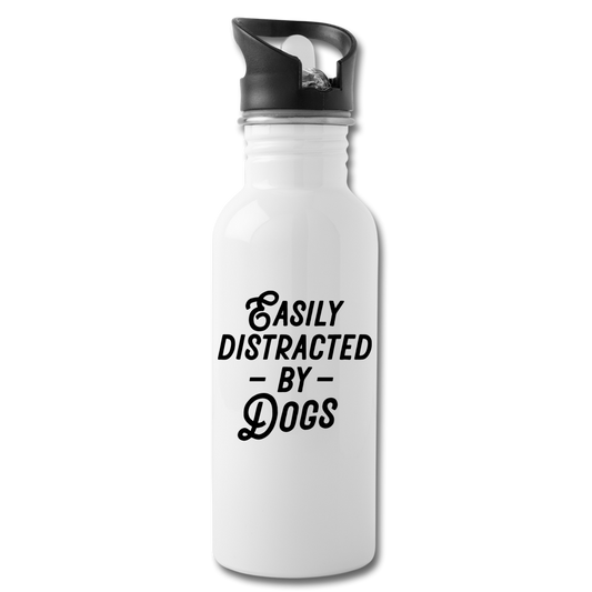 "Easily Distracted By Dogs" Water Bottle - white