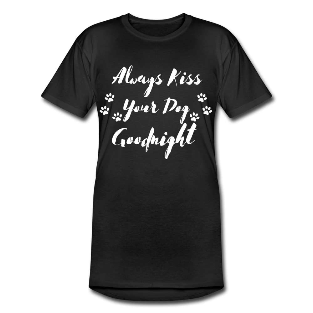"Always Kiss Your Dog Goodnight" Long Body Sleep-Shirt - black