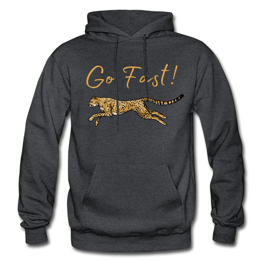 "Go Fast! Eva Cheetah"  Heavy Blend Adult Hoodie - charcoal gray