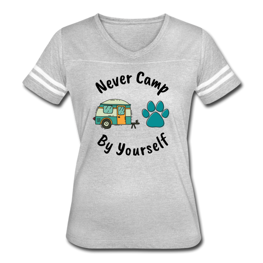 "Camping With Dogs" Women’s Vintage Sport T-Shirt - heather gray/white