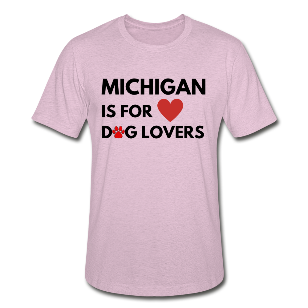 "Michigan is for Dog Lovers" Unisex Heather Prism T-Shirt - heather prism lilac