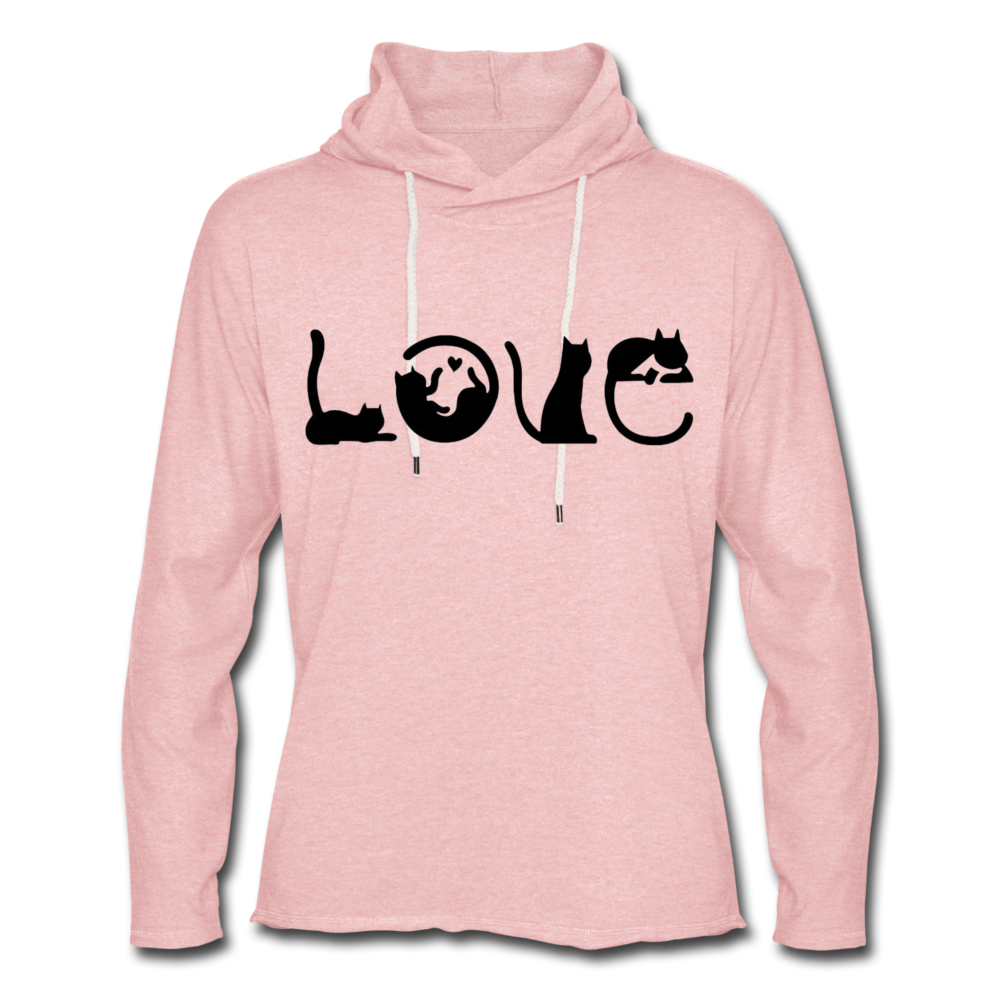 "Cat Love" Unisex Lightweight Terry Hoodie - cream heather pink