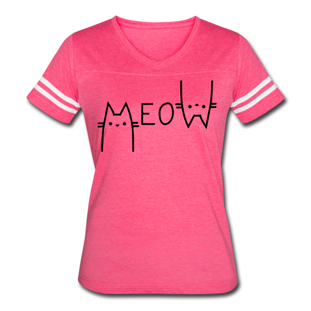 "Meow" Women’s Vintage Sport T-Shirt - vintage pink/white