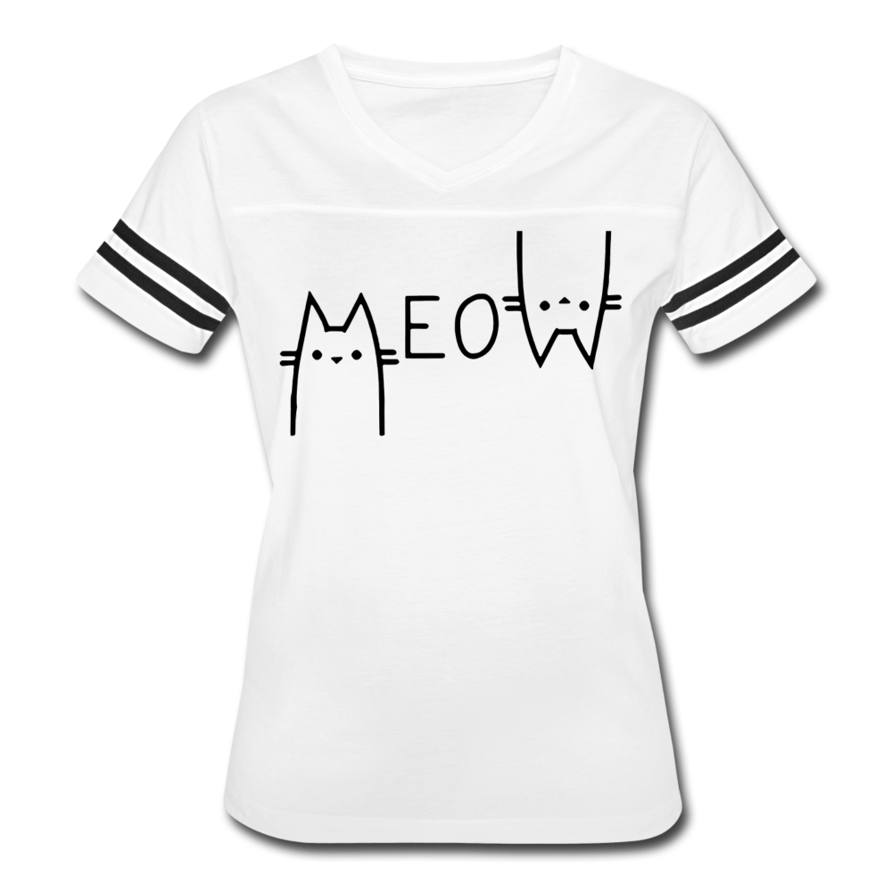 "Meow" Women’s Vintage Sport T-Shirt - white/black