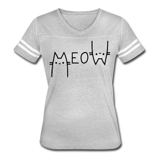 "Meow" Women’s Vintage Sport T-Shirt - heather gray/white