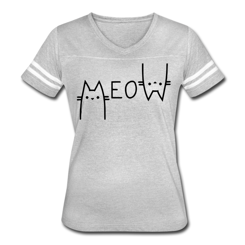 "Meow" Women’s Vintage Sport T-Shirt - heather gray/white