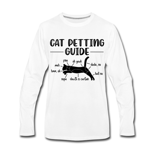 "Cat Petting Guide" Premium Long Sleeve T-Shirt - white