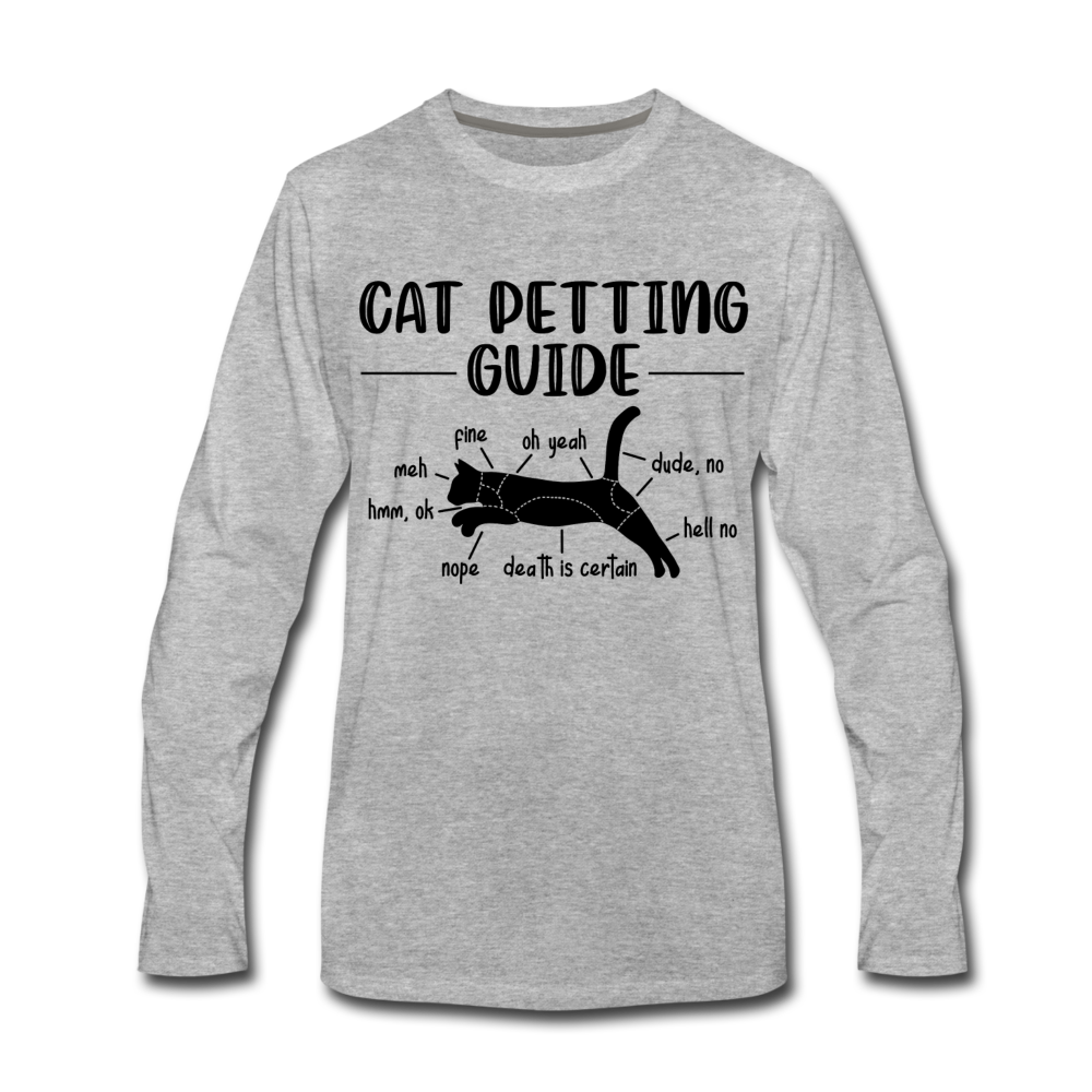 "Cat Petting Guide" Premium Long Sleeve T-Shirt - heather gray
