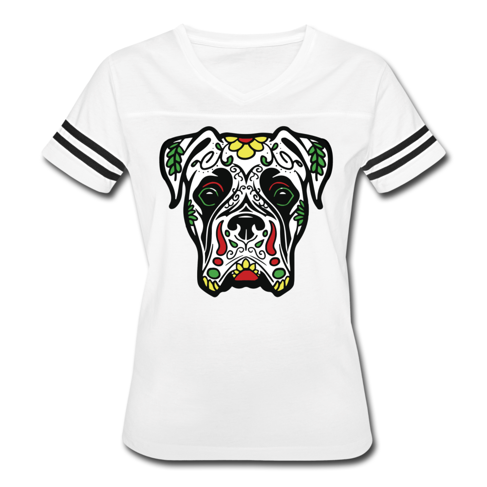 "Dogue de Muertos" Women’s Vintage Sport T-Shirt - white/black