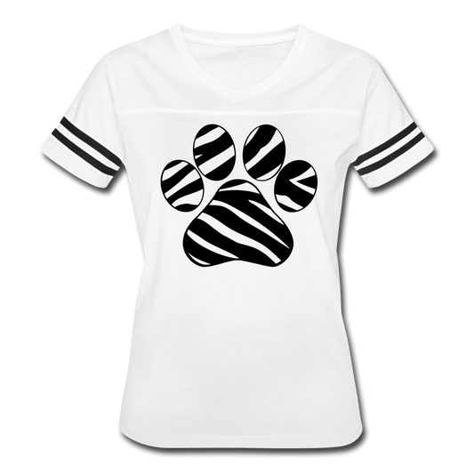 "Zebra Paw" Women’s Vintage Sport T-Shirt - white/black