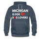 "Michigan Is For Dog Lovers" Premium Hoodie - heather denim