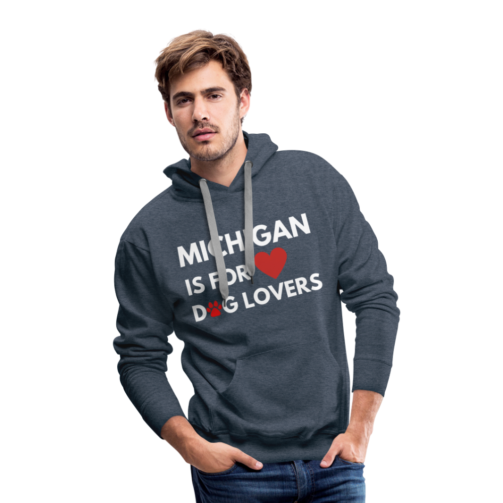 "Michigan Is For Dog Lovers" Premium Hoodie - heather denim