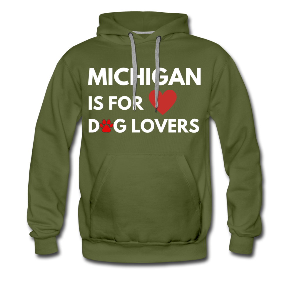 "Michigan Is For Dog Lovers" Premium Hoodie - olive green