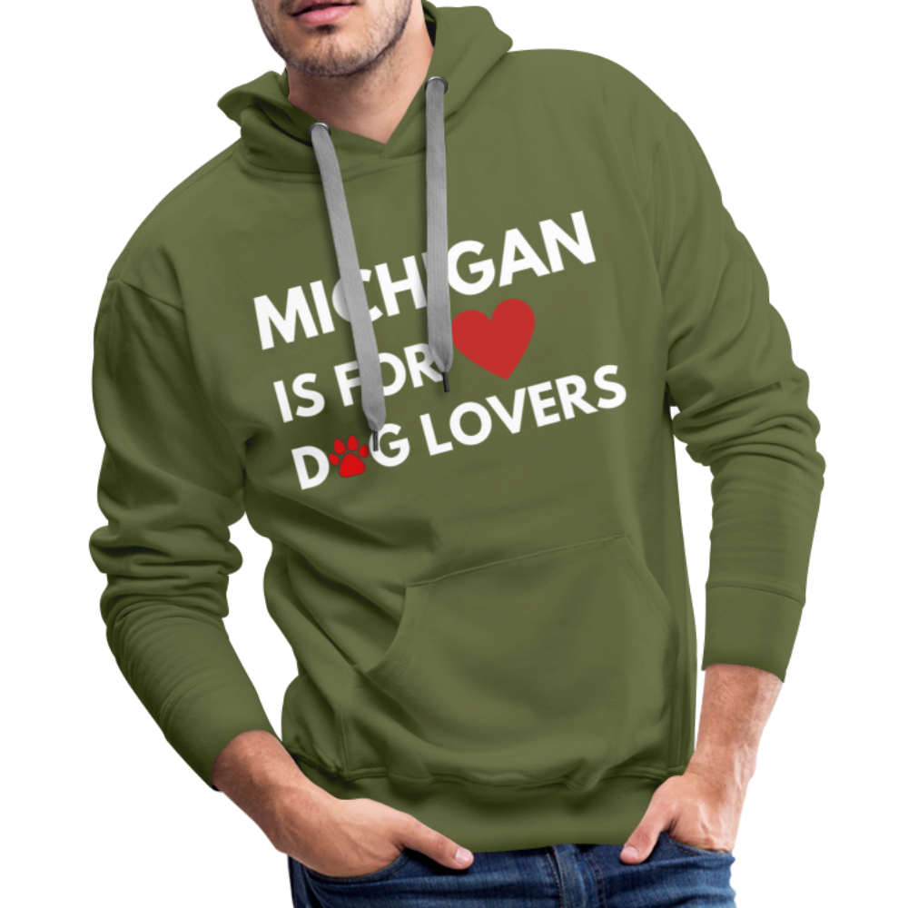 "Michigan Is For Dog Lovers" Premium Hoodie - olive green