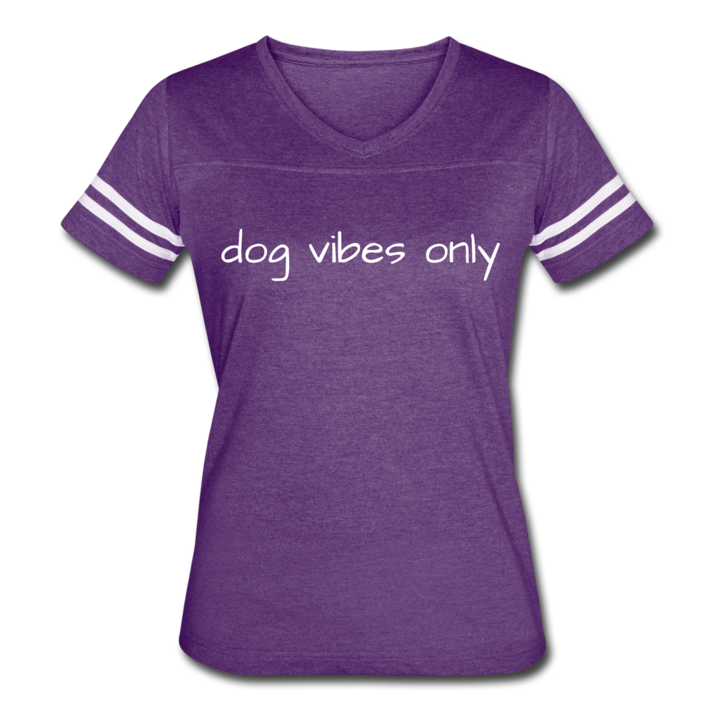 "Dog Vibes Only" Women’s Vintage Sport T-Shirt - vintage purple/white