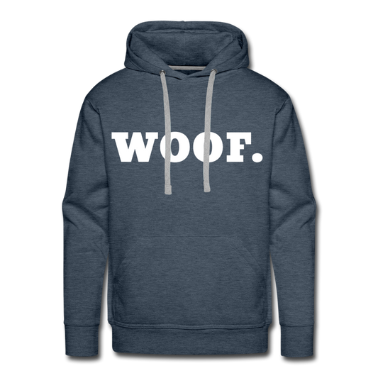 "Woof." Men’s Premium Hoodie - heather denim