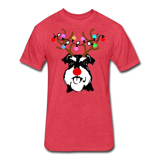 "Reindeer Schnauzer" Fitted Cotton/Poly T-Shirt by Next Level - heather red