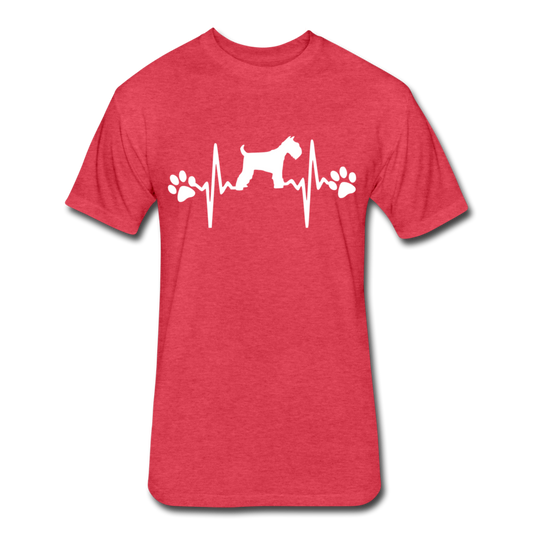 "Schnauzer Heartbeat" Fitted Cotton/Poly T-Shirt by Next Level - heather red