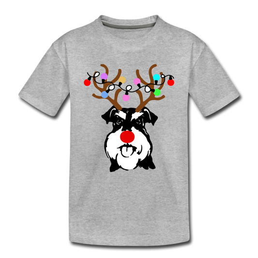 "Reindeer Schnauzer" Kids' Premium T-Shirt - heather gray