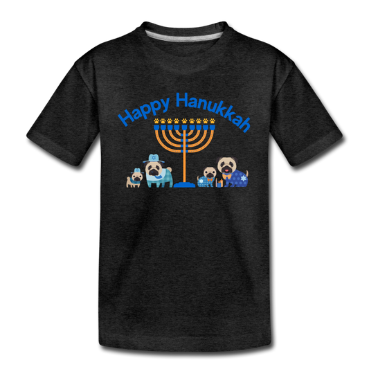 "Happy Hanukkah" Kids' Premium T-Shirt - charcoal grey