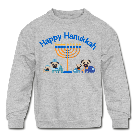 "Happy Hanukkah" Kids' Crewneck Sweatshirt - heather gray