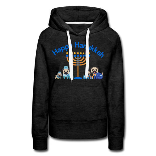 "Happy Hanukkah" Women’s Premium Hoodie - charcoal grey